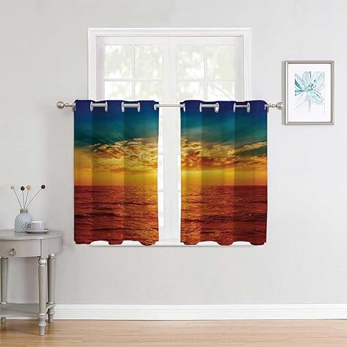Miniatura 3 de Cortinas para Habitacion Blackout Ocean Grommet Short Soundproofing Blanket Cortinas para Ventanas De Cuarto 85Inch Width by 108Inch Length,2 Panels