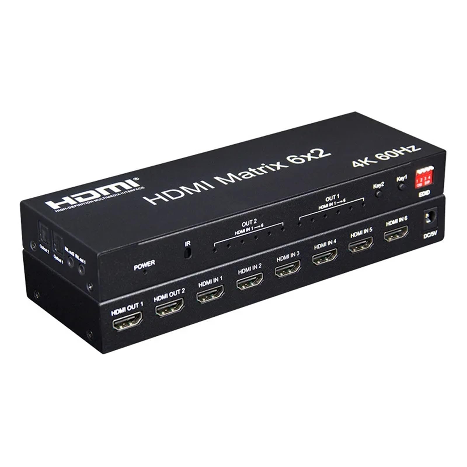 Convertitori video, 6 In e due Out Matrix Risoluzione HD Uscita 4K60HZ 6X2 Matrix Video Switching Splitter