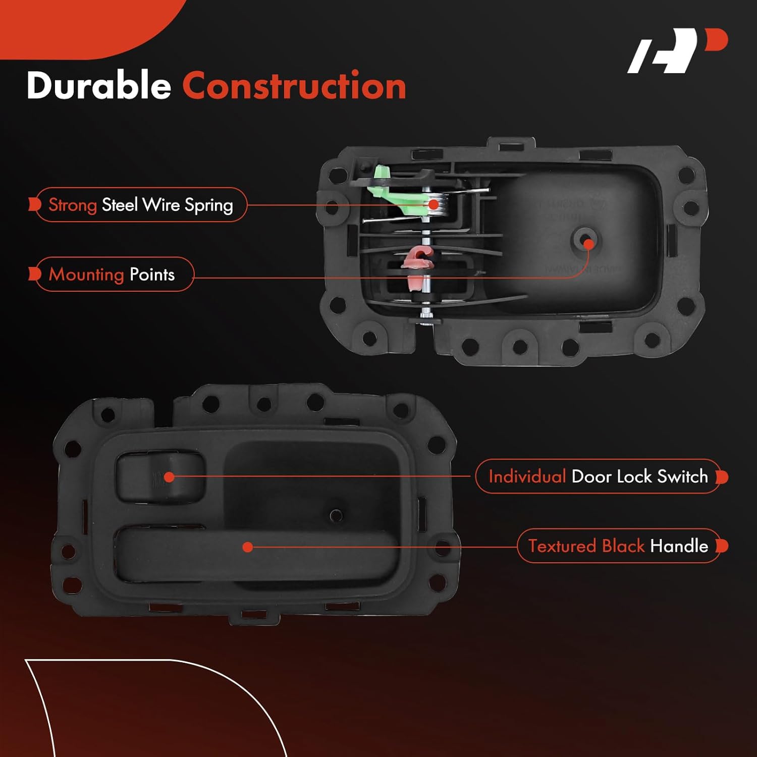 A-Premium Front or Rear Driver Side Interior Door Handle Compatible with Jeep XJ Series Cherokee 1997 1998 1999 2000 2001, Textured Black, Replace# 55076055AB