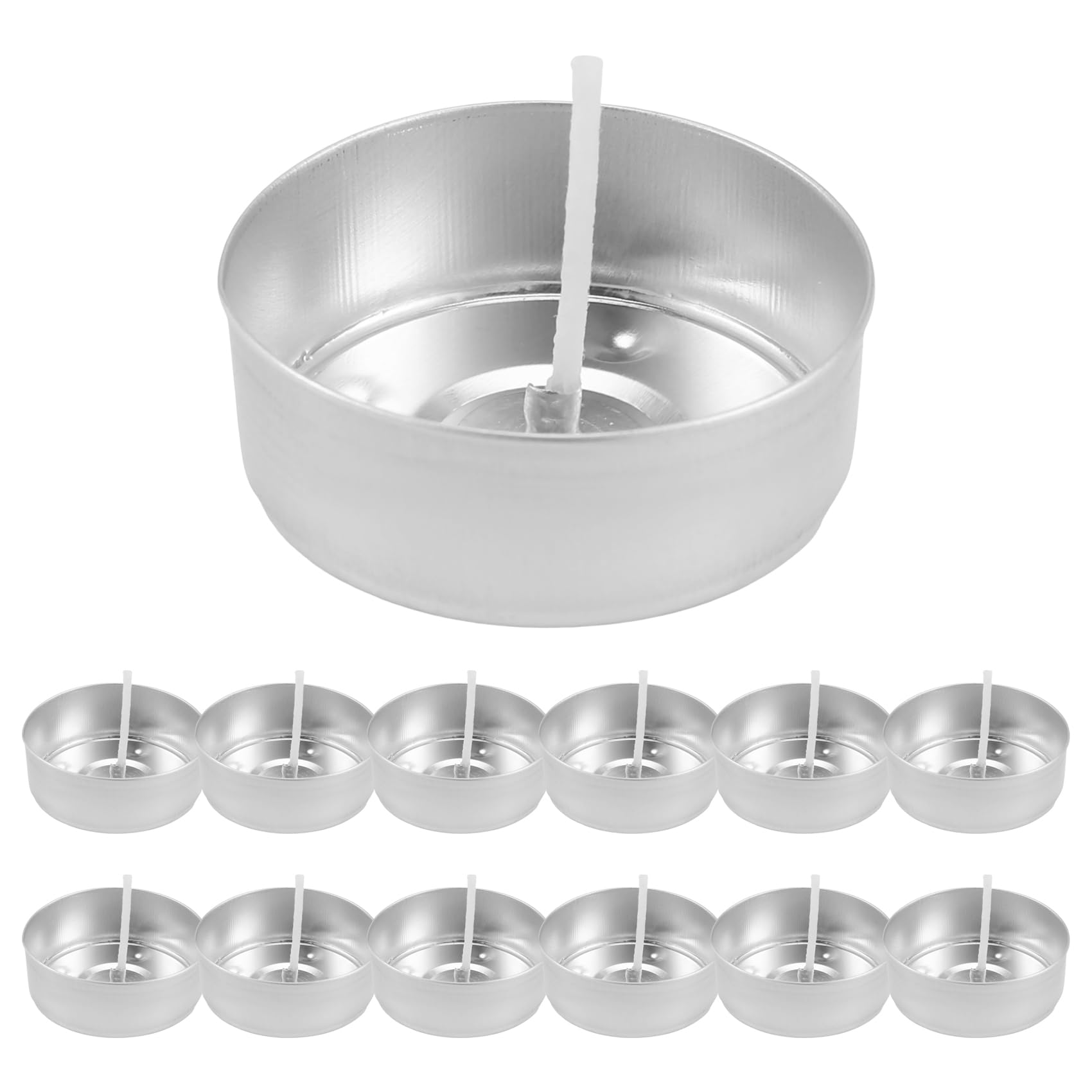 Fuhjythy Silver 150Pcs Aluminum Tea Lights Cups, Tea Making Kit Metal Tea Light Tins With 150 Pcs Candle Wicks Empty Candle For Candle Lovers