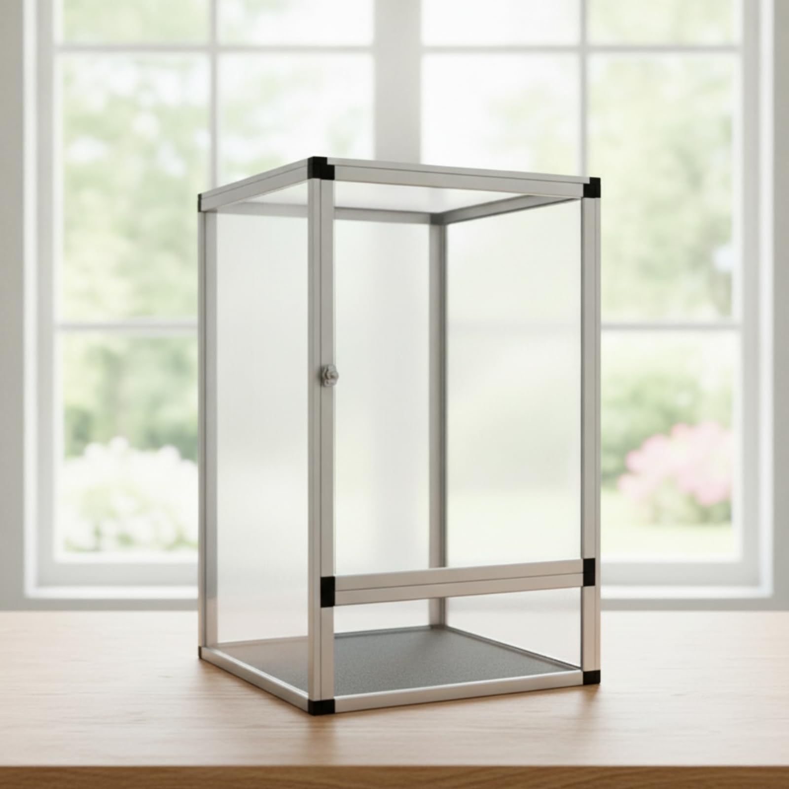 Terrario de Reptiles en Aluminio Jaula Acuario Vivario Diseño de Malla en Cuatro Lados para Aireación y Control de, Array, Plateado, Puerta De Malla Plateada 42 42 66cm