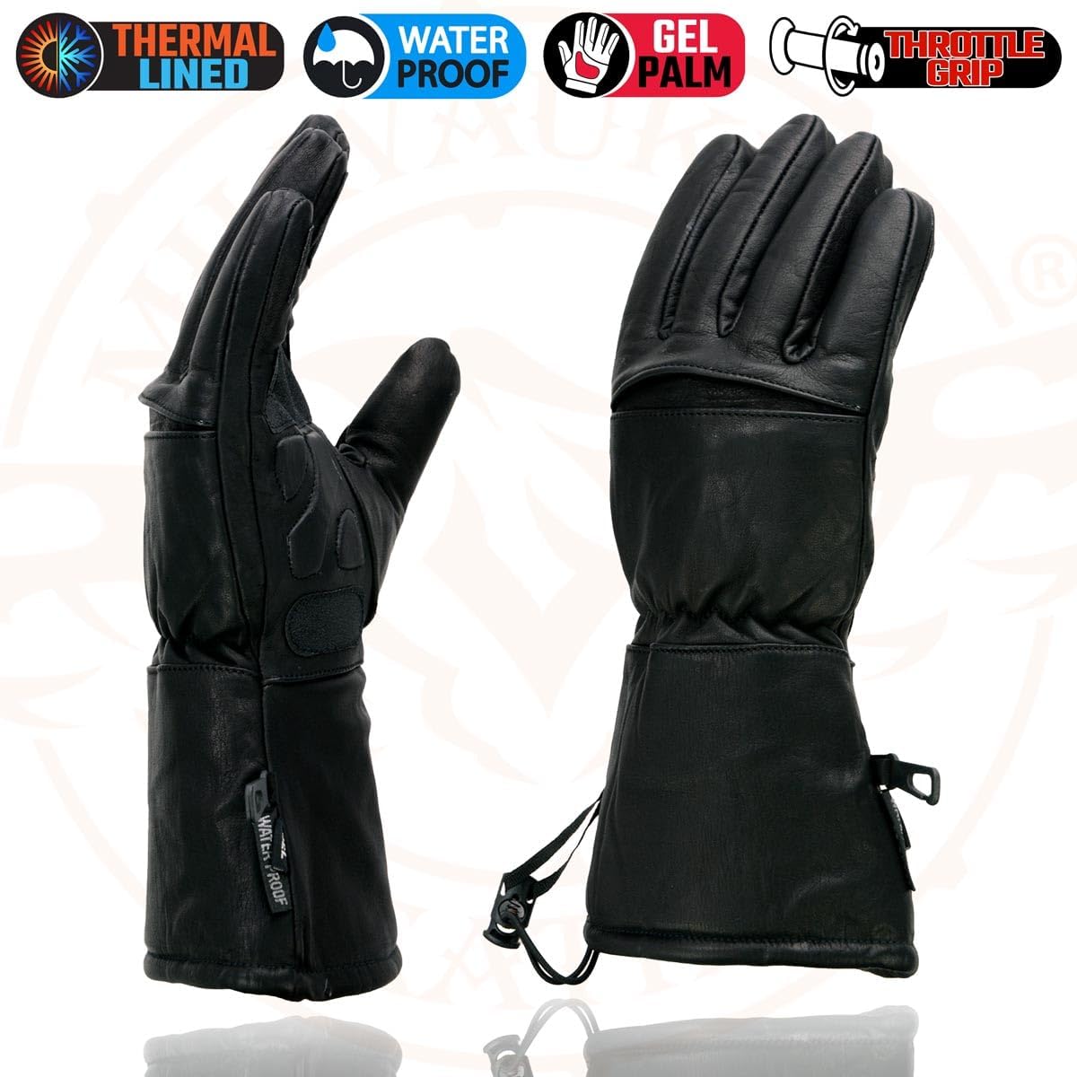 Milwaukee Leather Men's Leather Gauntlet Lined Motorcycle Hand Gloves - Large - Image 5