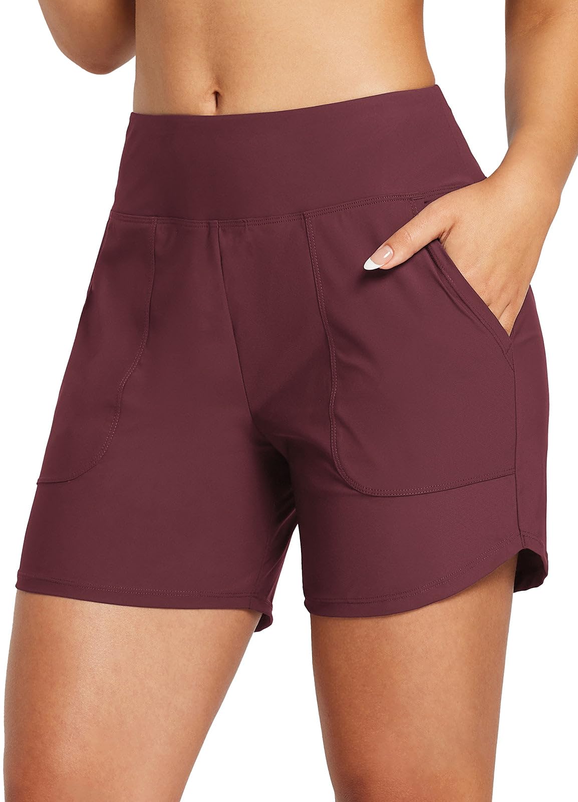 baleaf Women's 3"/5"/7"/9" High Waisted Swim Board Shorts Quick Dry Swimsuits Bottoms Trunks with Pockets-picture-55