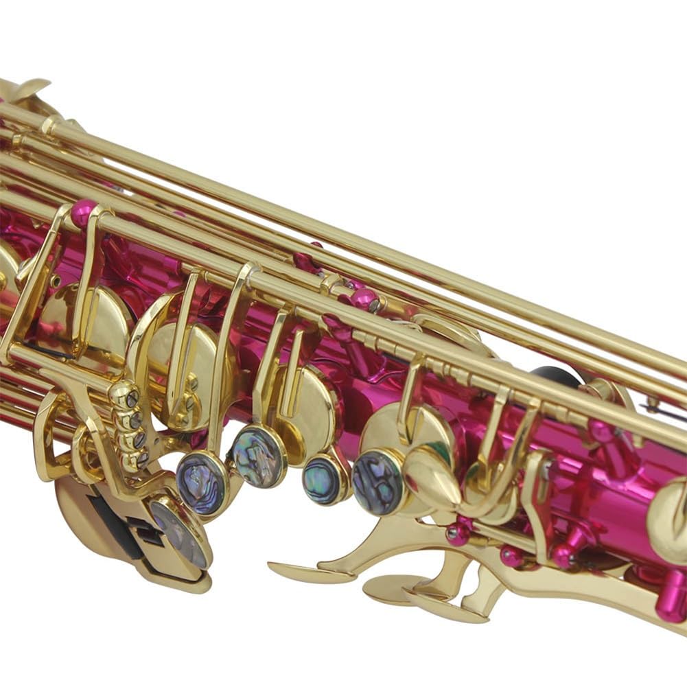 Kit completo de saxofón E-Flat con estuche de transporte, kit de limpieza y cuidado, saxofón alto Eb Brass Saxofón alto for principiantes y estudiantes (Color : Rose red)