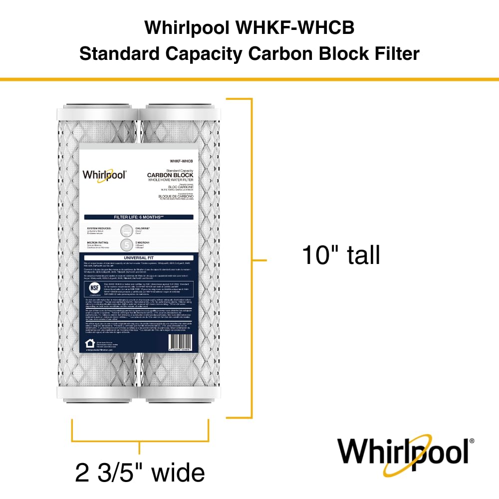 Whirlpool 10 x 2 5 Carbon Block Water Filter WHKF-WHCB NSF Certified 5 Micron Reduces Chlorine and Sediment — view 4