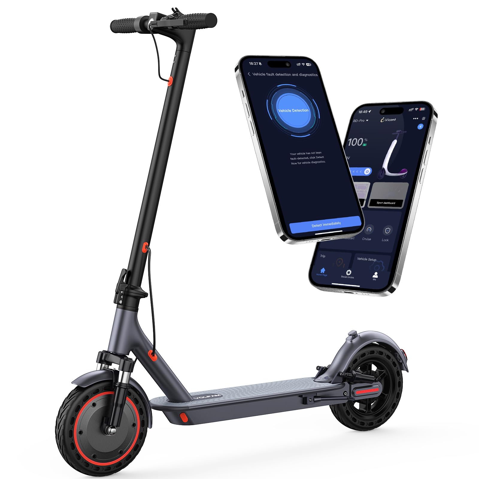 VOLPAMElectric Scooter, 350W/500W, 8.5"/10" Tires, 12/21/28 Miles Range, 16/19/22Mph, Folding E-Scooter with Dual Braking