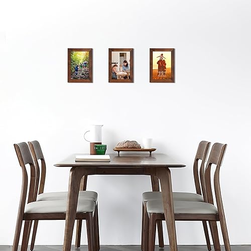 Miniatura 6 de Paquete de 1 portarretratos de 4 x 6 para mesa y pared, marco de fotos marrón rústico de 4 x 6 para visualización horizontal y vertical