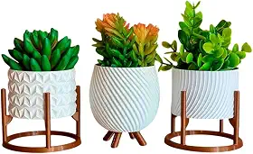 Kit de Vasos Cachepot Minimalista Texturas Vasinho Sala Decoração Delicada para Plantinhas Cactus (Branco)