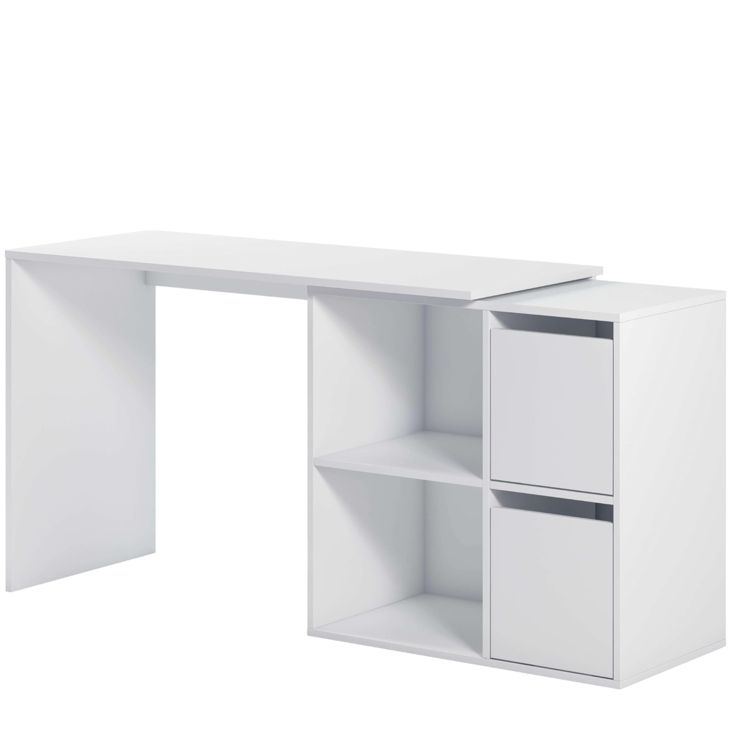 Habitdesign Escritorio, Mesa despacho Reversible, Mesa multiposición, Estudio, Modelo Adapta, Acabado en Blanco Artik