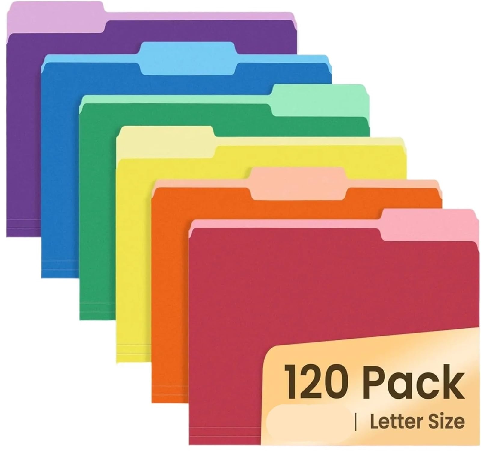 Lot de 120 dossiers colorés de 21,6 x 27,9 cm, couleurs assorties pour la maison, le bureau, l'école