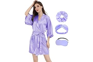 MORFORU Women's Silky Satin Kimono Robe, Lavender