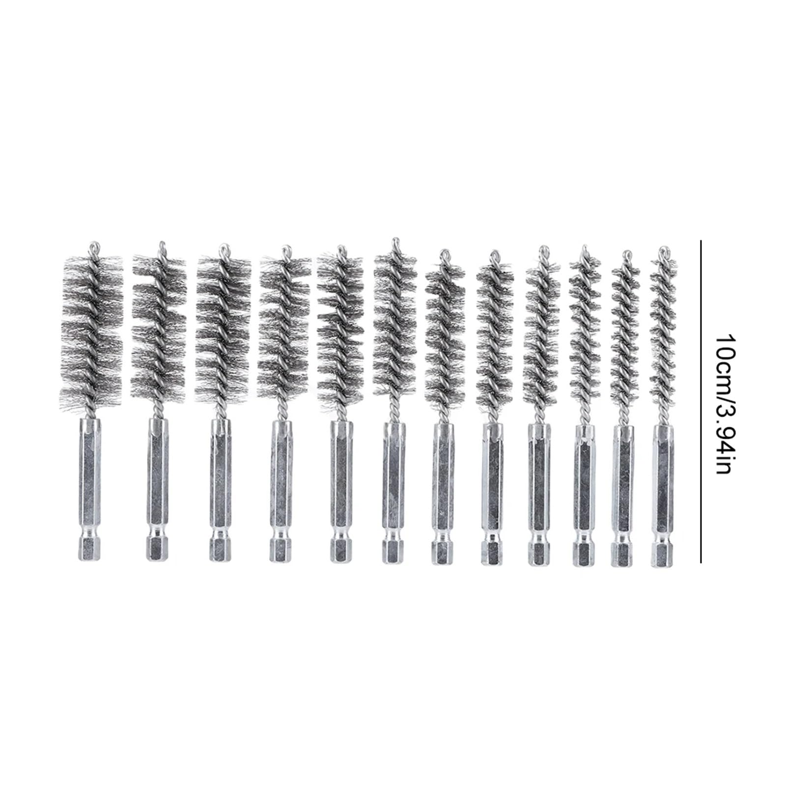 szczotka druciana, Szczotki druciane rurowe 6/8/10/12 szt. Szczotka druciana ze stali nierdzewnej o średnicy 8 mm–19 mm(12PCS)