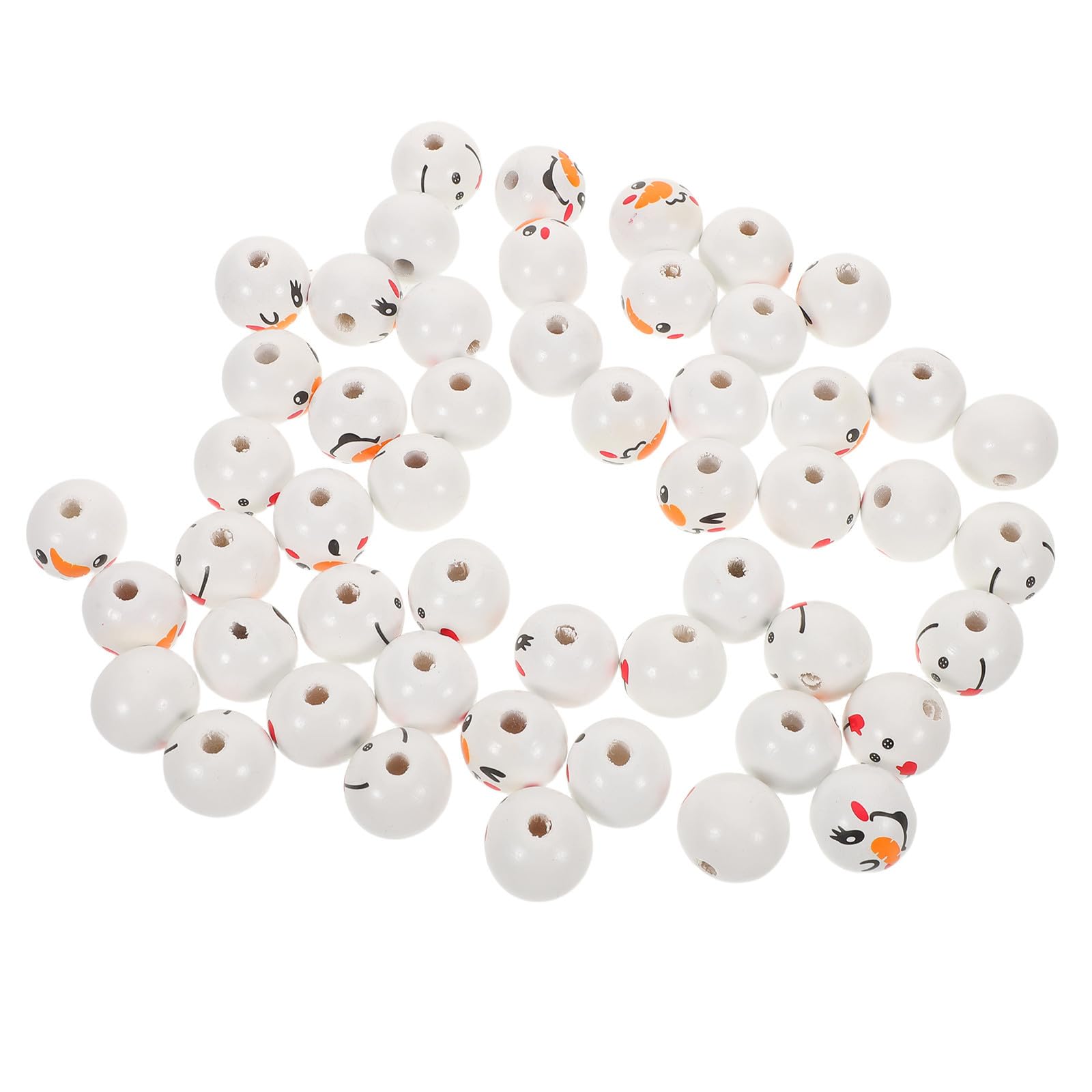 FRCOLOR 5 Set Perline di Legno Natalizie Stampa Pupazzo di Neve, Rotonde