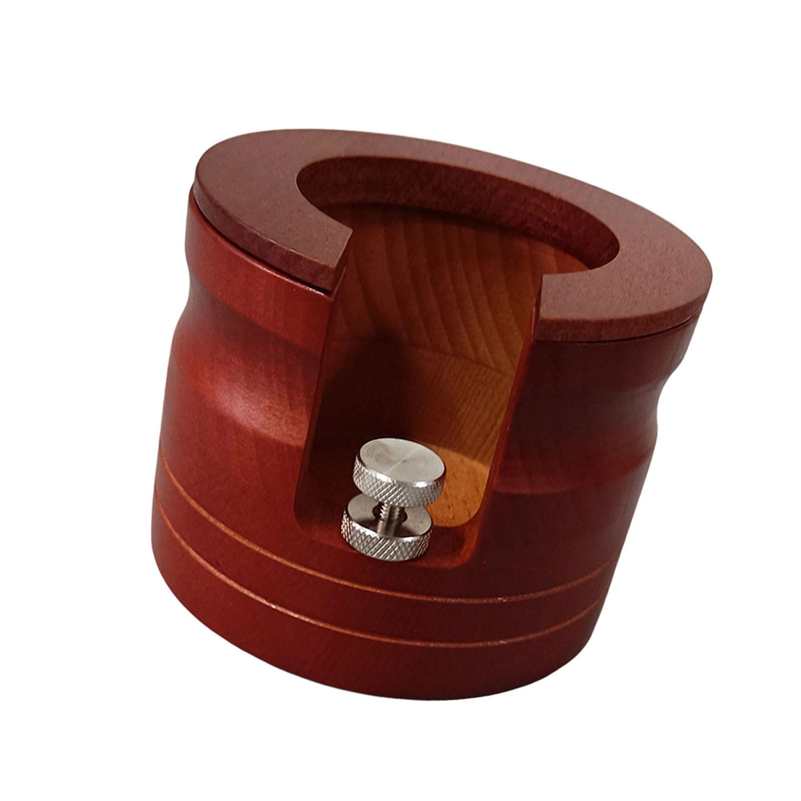 Nucelit Wooden Round Bottomless Portafilter Holder Coffee Accessories Impacts Resistant Wood Espresso Tamping Station Wooden Coffee Holder