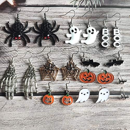 Halloween Earrings for Women Skeleton Spider Pumpkin Ghost Bat Dangle Earrings Set Gothic Jewelry Halloween Accessories Costumes Woman 2025 Party Favors - Image 2