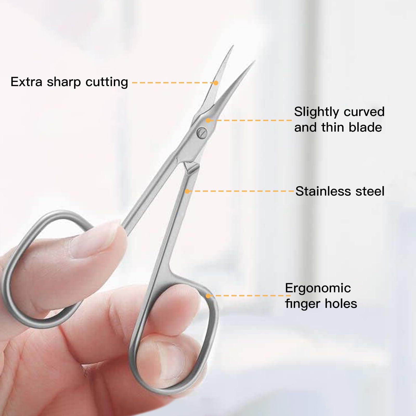 Tijeras Profesionales para Uñas, Tijeras para Manicura, Tijeras Curvas para Cutículas, Tijeras Belleza, para Recortar Cejas, Uñas, Vello Facial
