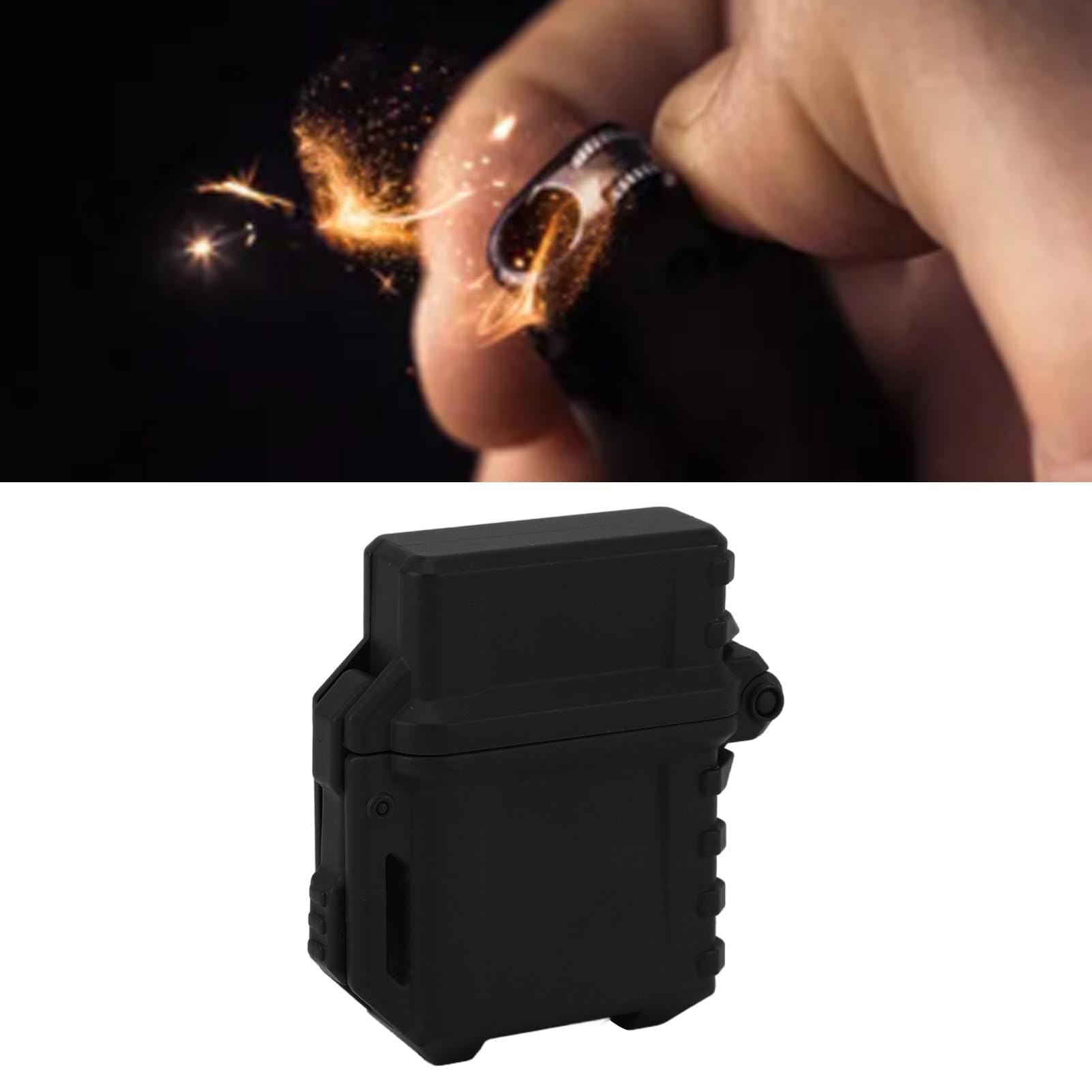 Custodia per accendino compatta e portatile, impermeabile, a lunga durata, struttura in nylon, protezione contro olio, graffi e calore, si aggancia alle borse, ideale per (Negro)