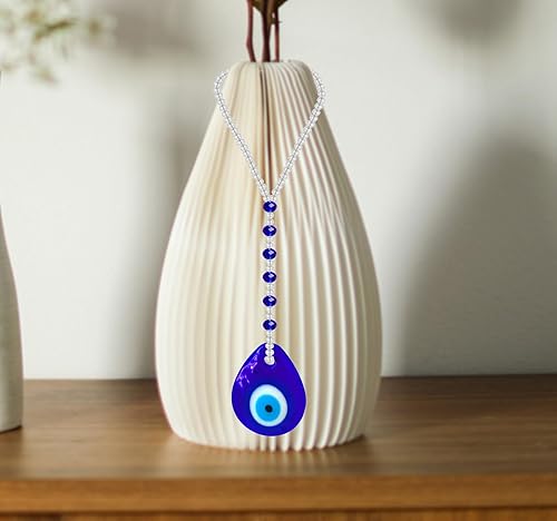 Miniatura 5 de Adorno colgante de auto de mal de ojo, accesorios para mujeres y hombres, adorno colgante de cristal para espejo retrovisor (caída + forma redonda)