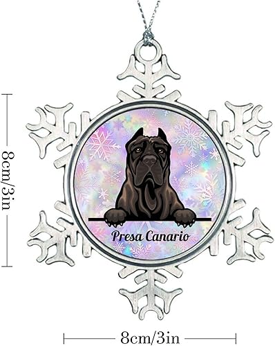 Miniatura 4 de Metal Snowflake Ornament - Presa Canario Ornament Peeking Dog Pet Lover Dog Mom Novelty Metal Snowflake Christmas Ornament Pet Owner Gift Christmas