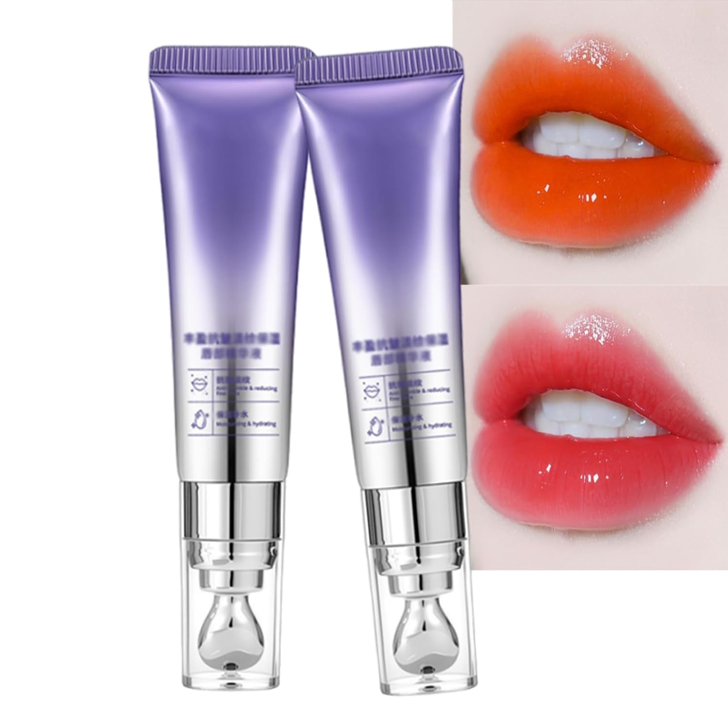 Plumping & Anti-Wrinkle Hydrating Lip Plumping Serum, 2pcs Color-Changing Lip Plumper Serum, Moisturizing Non-Sticky, Elasticity For Dry