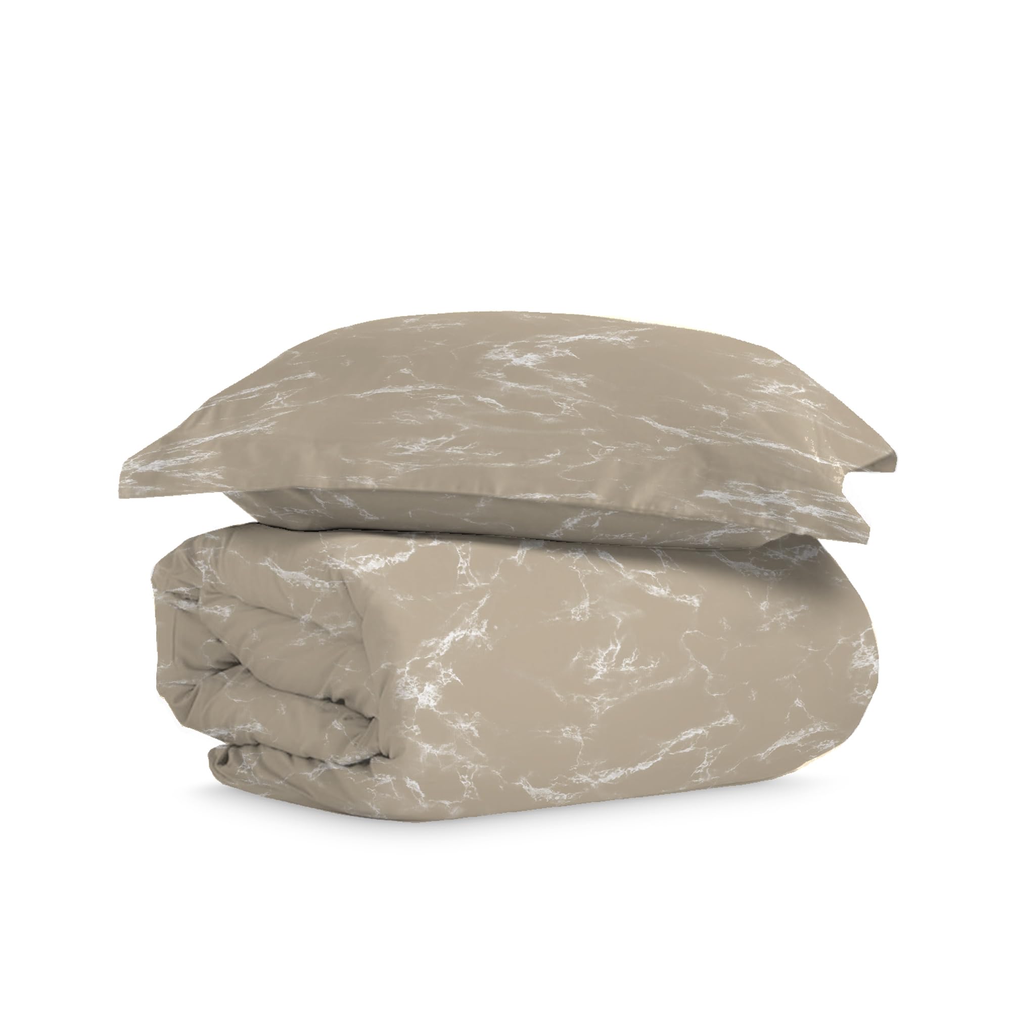 Pizuna Cotton Single Marble Taupe Print Duvet Cover 140x200, 400 Thread Count 100% Long Staple Cotton Single Duvet Cover Set, Sateen Single Quilt Cover with Button Closure (Printed Duvet Cover)
