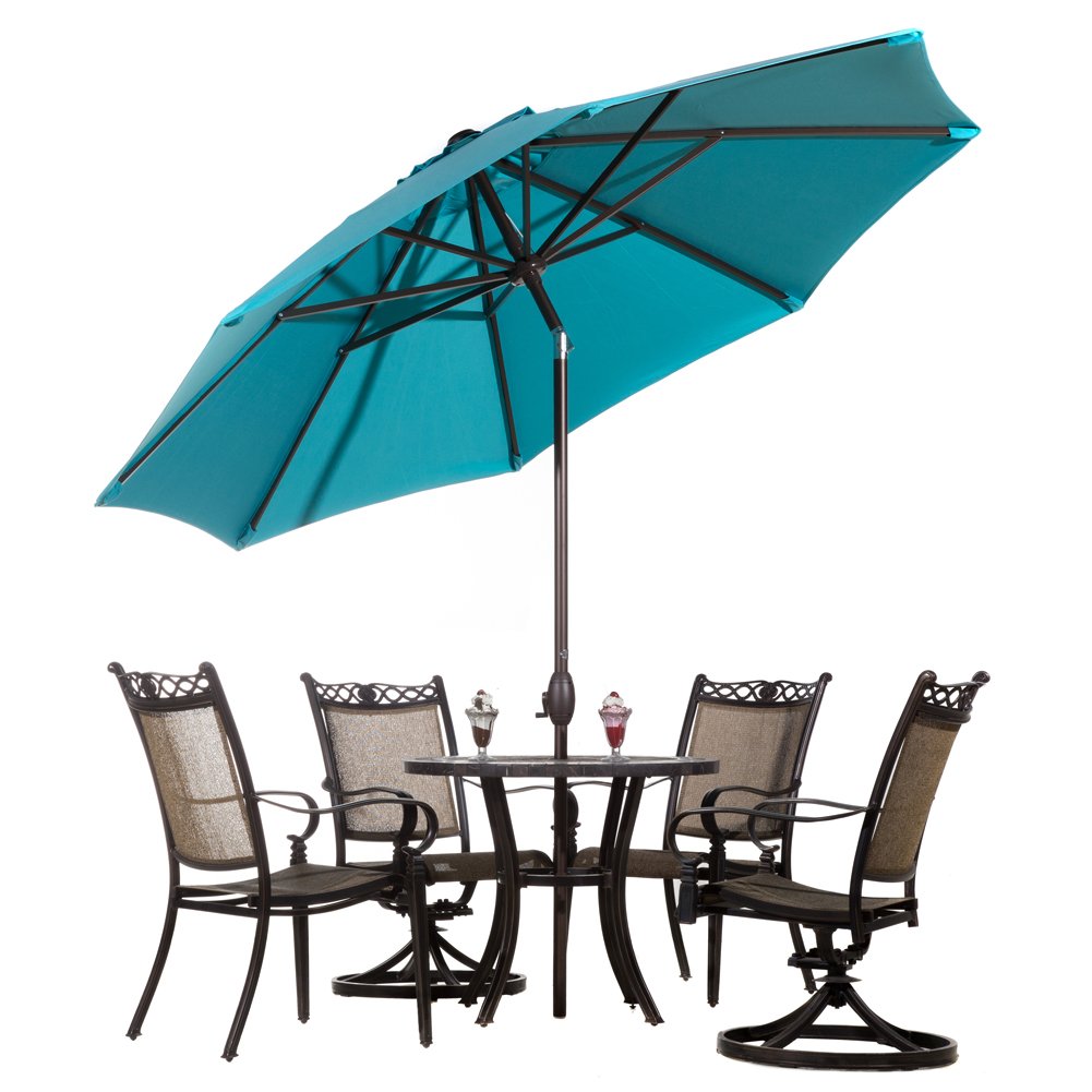Amazon Com Abba Patio 9 Ft Sunbrella Patio Umbrella Market Outdoor Table Umbrella With Auto Tilt And Crank Turquoise Garden Outdoor