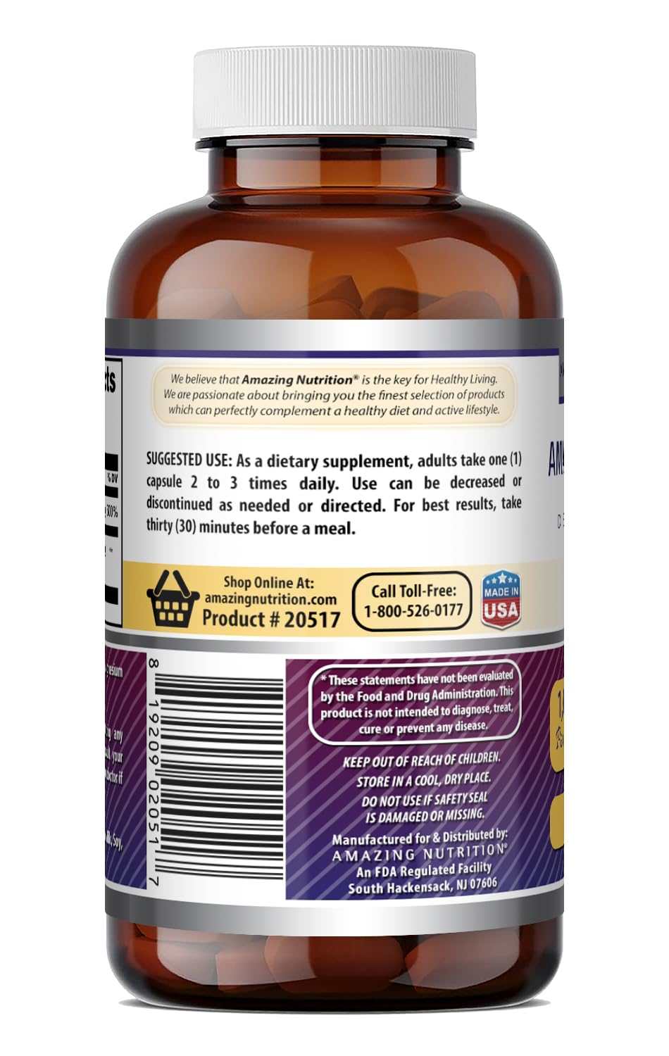 Amazing Formulas DLPA (DL-Phenylalanine) Supplement | 1000 Mg per Serving | 60 Capsules | Gluten-Free | Made in USA — Amazon image 3
