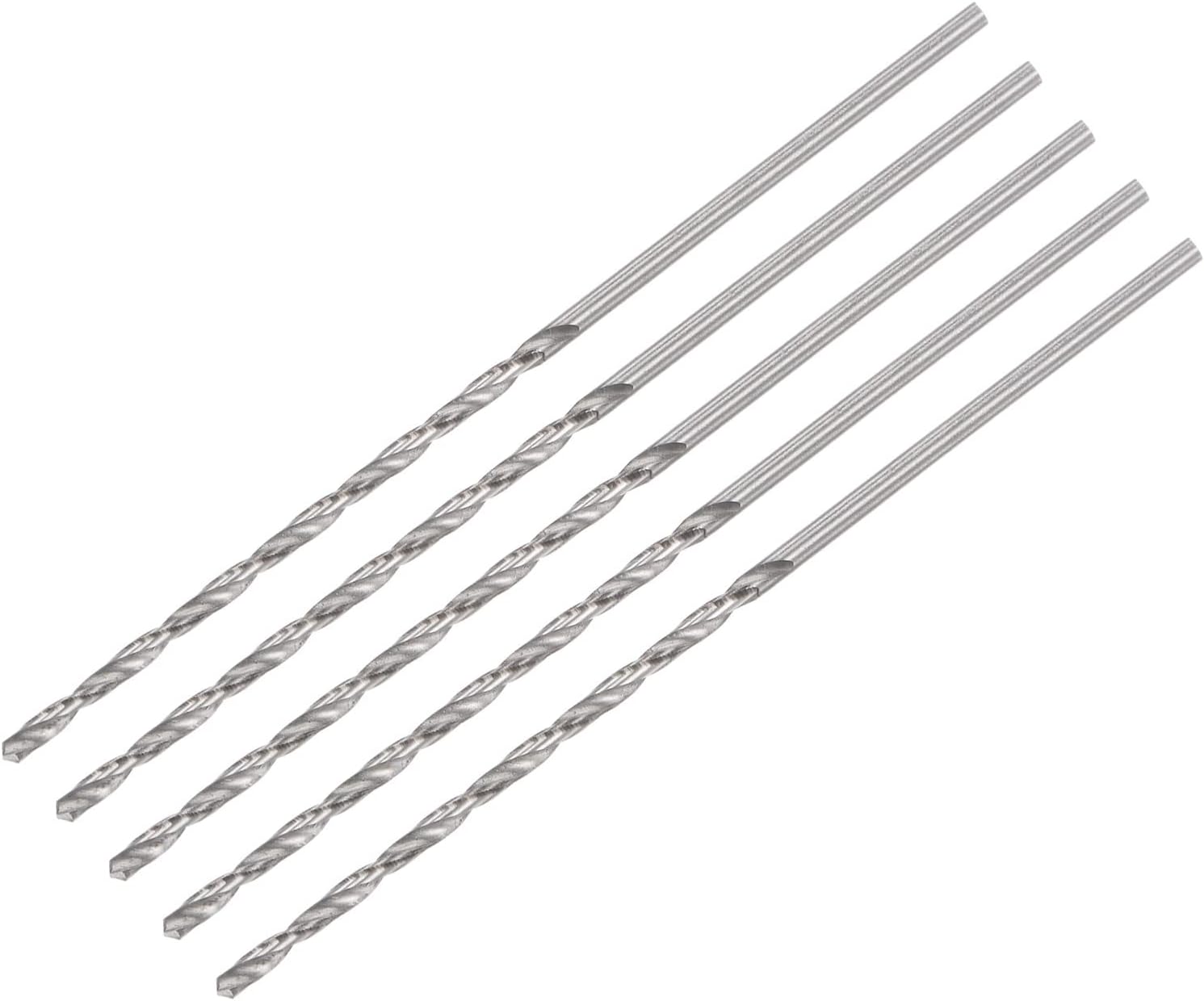 uxcell 5 Pcs 1.8mm Mini Micro Twist Drill Bits, High-Speed Steel Straight Shank Extra Long Drill Bit 80mm for Aluminum Alloy