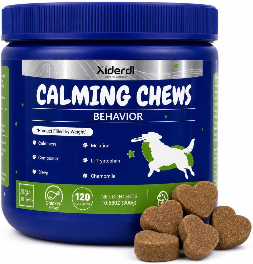 Calming Chews for Dogs – Chamomile & L-Theanine, Chicken Flavor, 120 Count