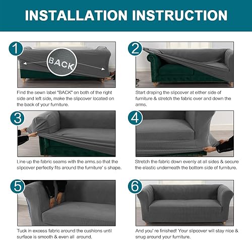 Miniatura 7 de Turquoize Fundas elásticas para silla de sala de estar, 1 pieza, funda para silla, suave y antideslizante, con tela jacquard gruesa, protector de