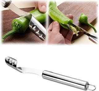 Kitchen Jalapeno Corer & Seed Remover,2 in 1 - Stainless Steel Jalapeno Corer Tool with Handle,Pepper Corer Seed Remover Tool, Quickly Cutting and Fruit Peppers Corers,Kitchen and BBQ Accessories