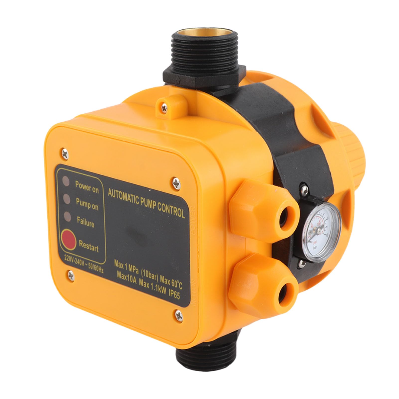 FTVOGUE - Interruptor Automático de Presión de Bomba de Agua 220V con Manómetro y Mando de Presión para el Hogar