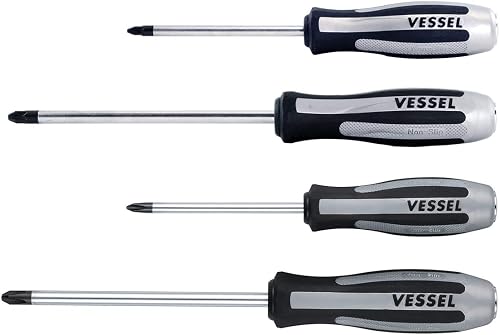 VESSEL Set of 4 Impact Screwdrivers "MEGADORA IMPACTA" PH2, PH3, PZ2, PZ3