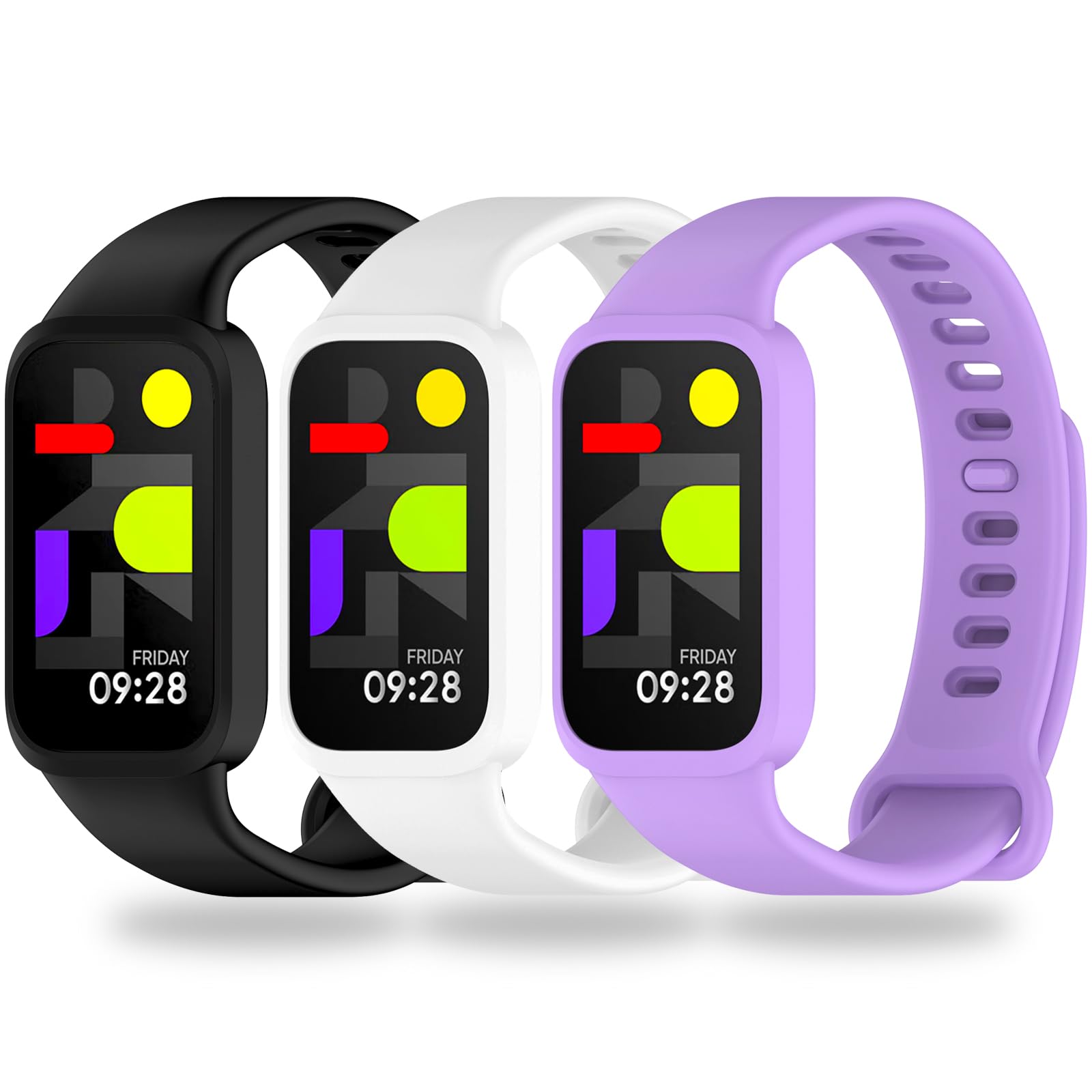 3 Paski Zamienne do Xiaomi Smart Band 9 Active i Redmi Band 3, Miękkie Sportowe, Regulowane I Oddychające, z Szybkim Odpinaniem