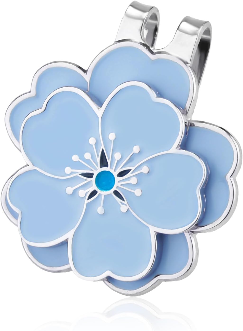 Gosknor Magnetic Golf Ball Marker with Golf Hat Clip, Flower Shape Golf Ball Marker Set Decoration Accessories for Golf Bag Hat Women and Men (Blue)