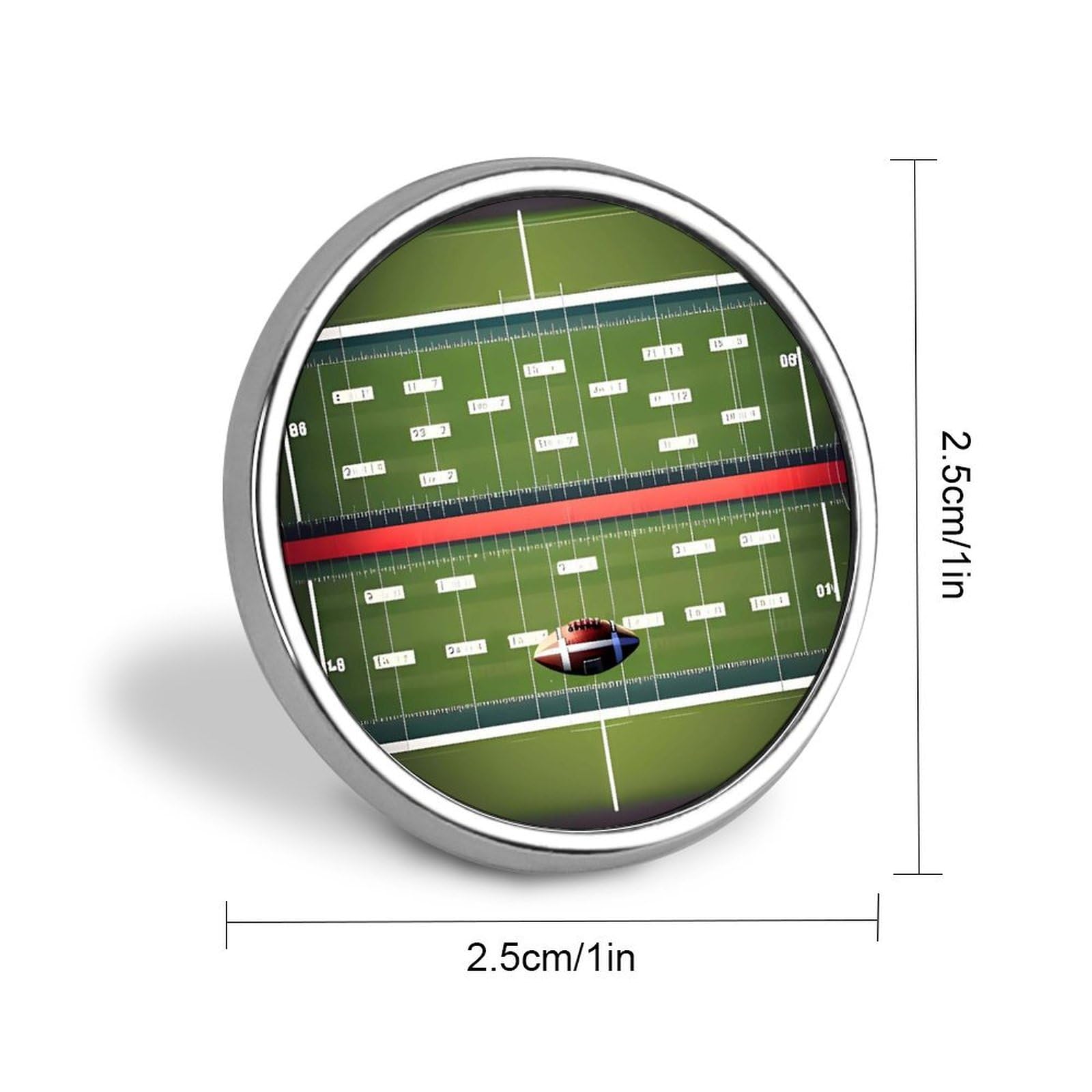 Stylish American Football Field And Ball Printed Round Brooch: Lightweight, Durable, Stylish Wedding Accessory Ideal for Valentine's Day And Women's Day