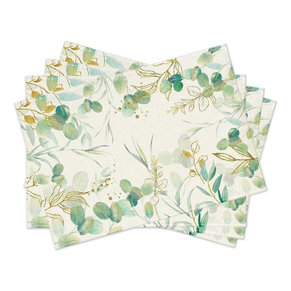 Juego de 4 Manteles Individuales Lavables Tapete Mesa Comedor de Lino Manteles Individuales Antimanchas Impresos Manteles Individuales Rectangulares para La Mesa de Comedor,Cocina,Boda(30cmx45cm)