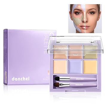 6 Colors Cream Concealer Foundation Palette, Long-Wearing Smudge Proof Blendable Full Coverage Cream Contour Blush Highlighter Color Correcting Concealer Foundation Palette Makeup