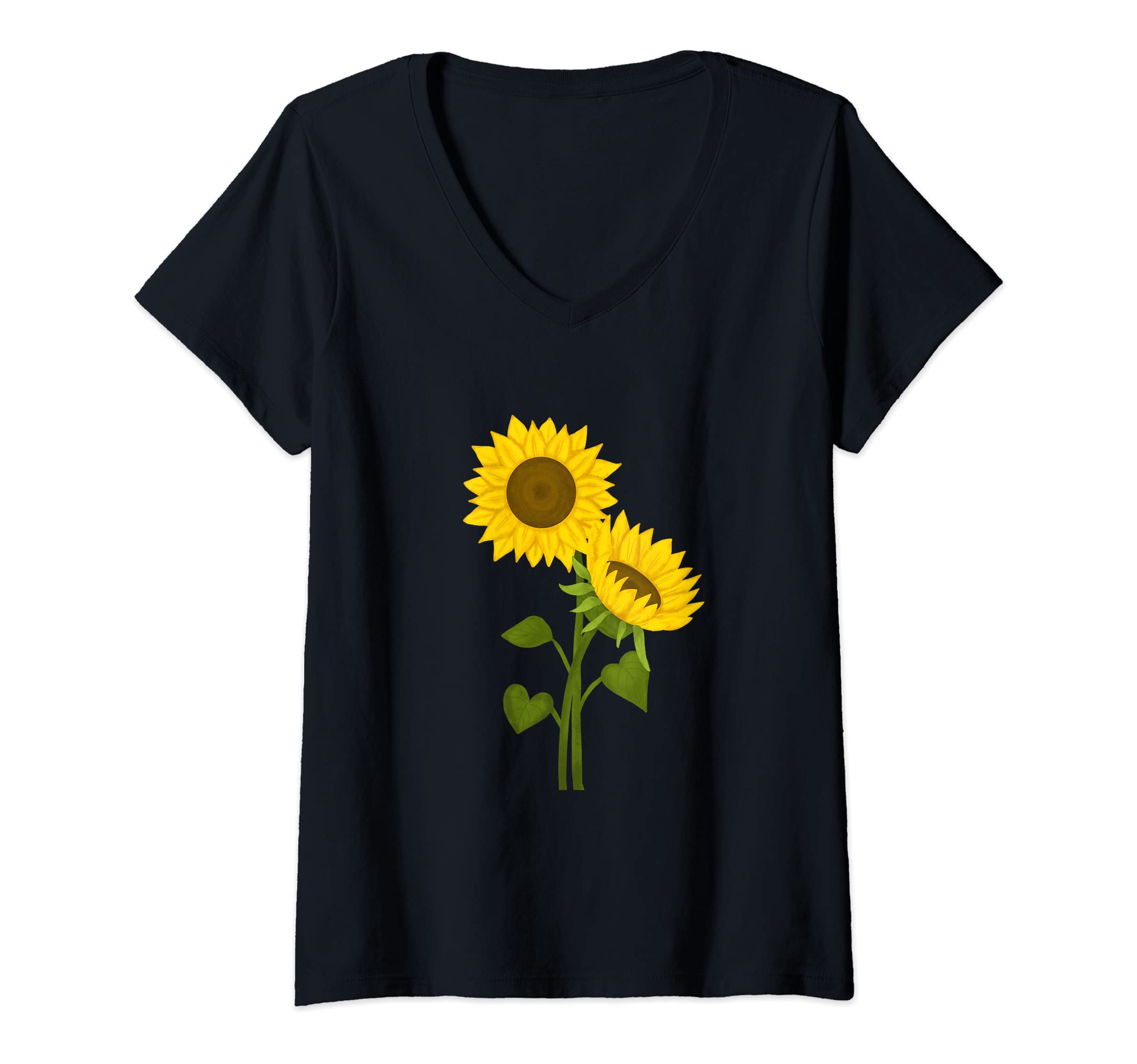 JB FashionCute Sunflower Graphic Design V-Neck T-Shirt