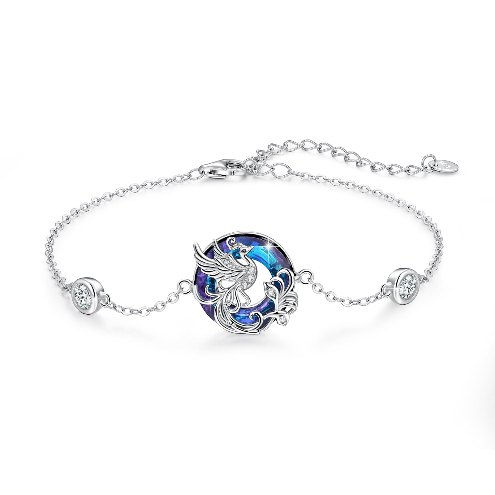 ABIGY Bracciale Phoenix in argento Sterling 925, gioielli di cristallo da donna, Eine Grösse, senza gemma, Eine Grösse, Argento sterling, Nessuna pietra preziosa