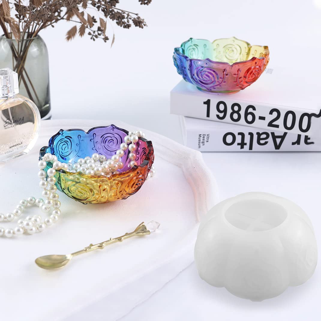 DIYBravo Epoxy Resin for Lotus Bowl Silicone Pen Holder Storage Box Mould, Round Plate Tray Bowl Resin Mold (Lotus) - Image 4
