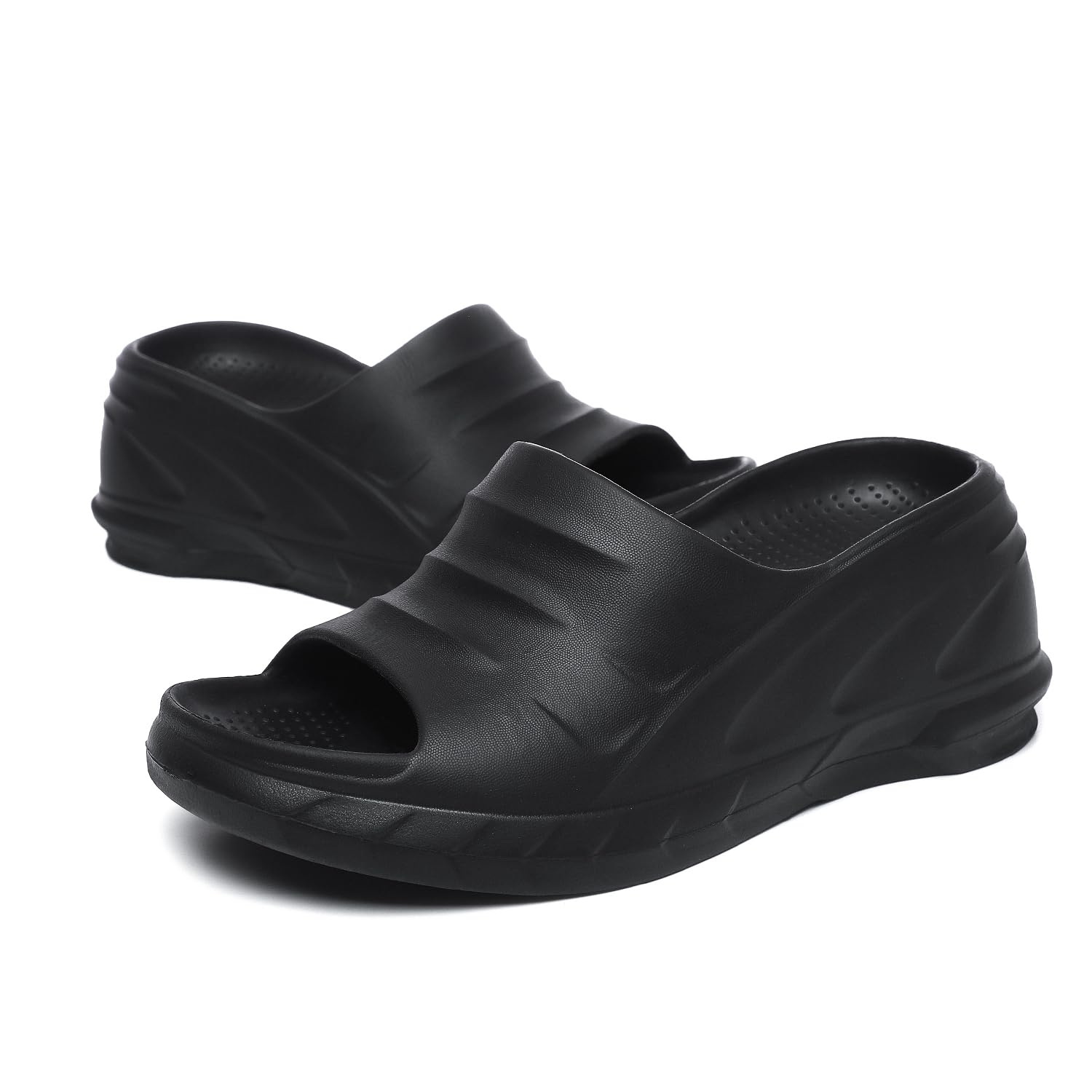 JSWEI Womens Platform Slippers Sandals for Women slope heel Summer Comfort Height Sandals Thick Sole Heels for Women