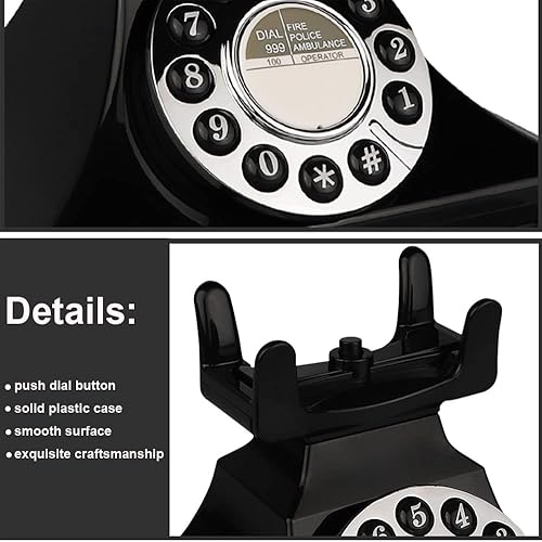 Miniatura 6 de Teléfono vintage con cable, teléfonos fijos retro para el hogar, teléfono de trabajo antiguo de una sola línea con timbre fuerte para personas