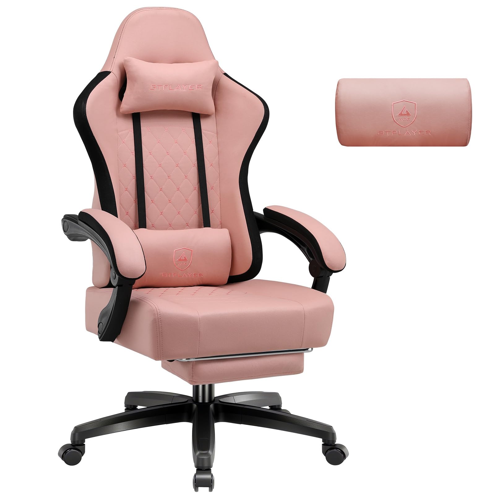 GTPLAYER Gaming Stuhl Stoff, Gaming Sessel mit Taschenfederkissen, ergonomischer Drehstuhl, Gamer Stuhl mit Fußstütze150 kg Belastbarkeit, dunkelblau