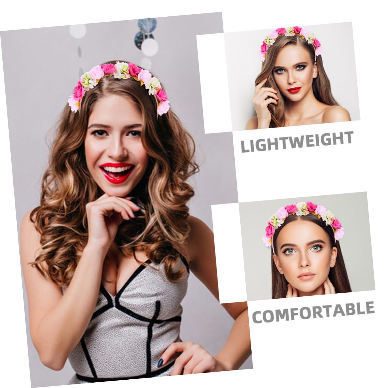 VICASKY 10 Stück Realistischer Blumenkranz Kunstblumen Haarkranz Stirnband für Frauen Mädchen Hochzeit Party Festival Accessoire Natürlicher Look Langlebig