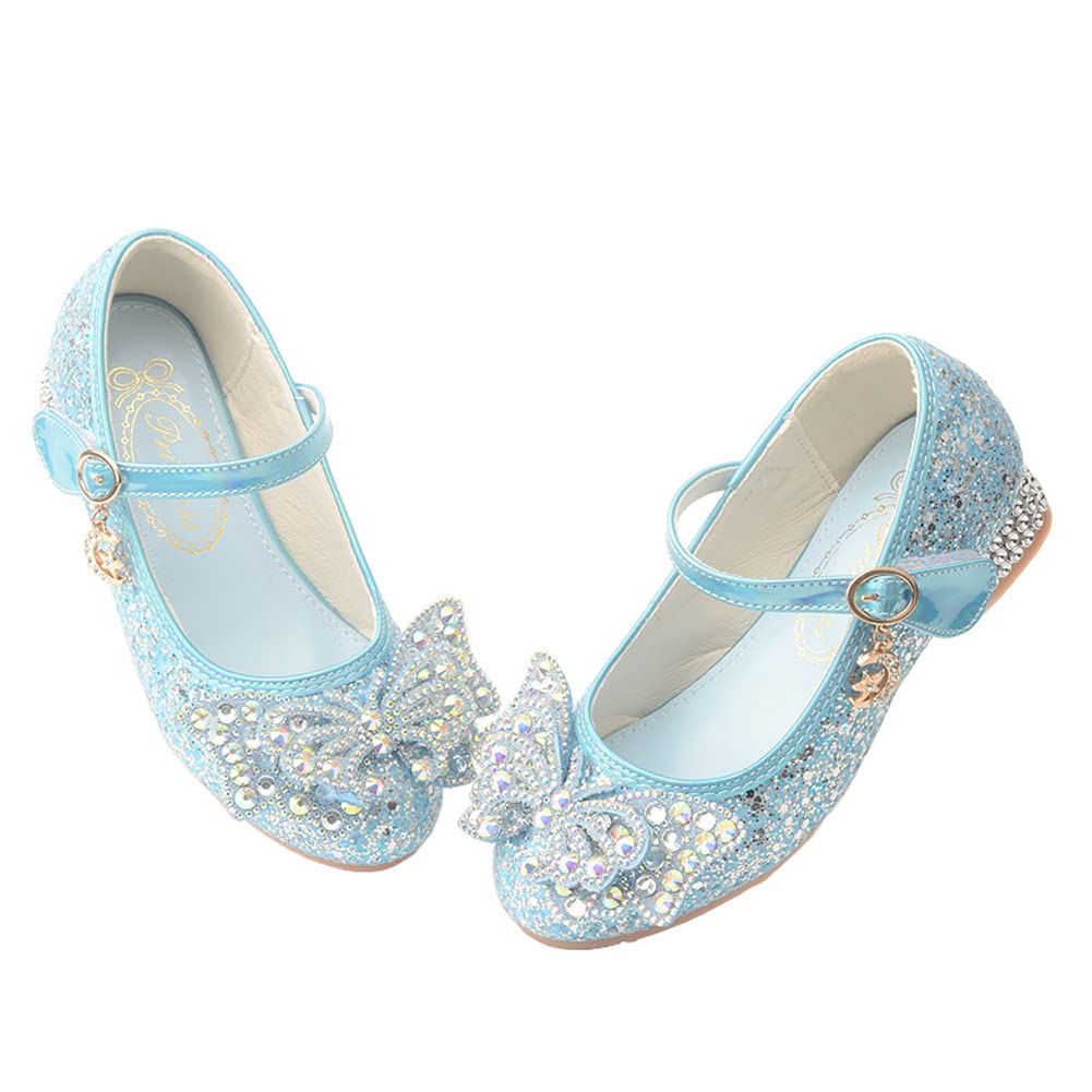 GOJERP Girls Dress Shoes Low Heels School Uniform Mary Jane Flower Wedding Party Bridesmaids Princess Dance Shoe for Kid Toddler