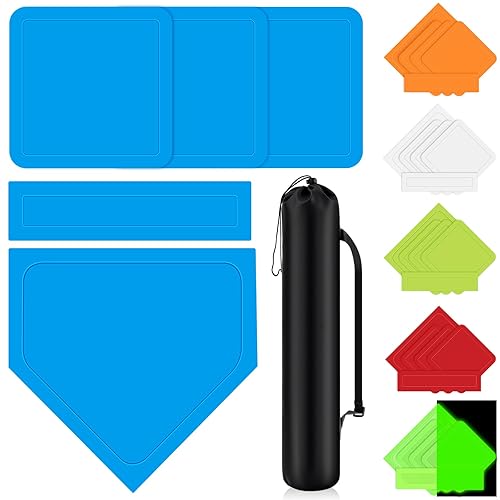 Hiboom 5 Pcs Baseball & Softball Base Set with Portable