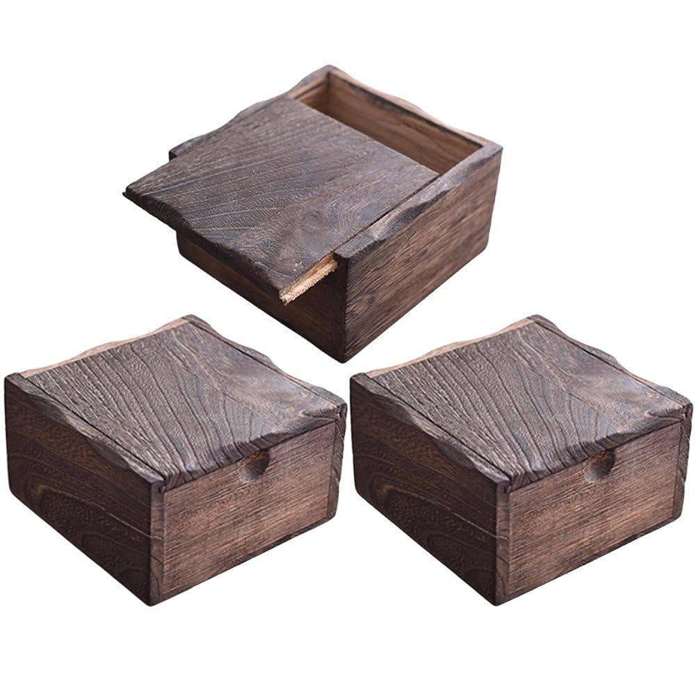 Mini boîte à bijoux en bois avec couvercle lot de 3 coffrets