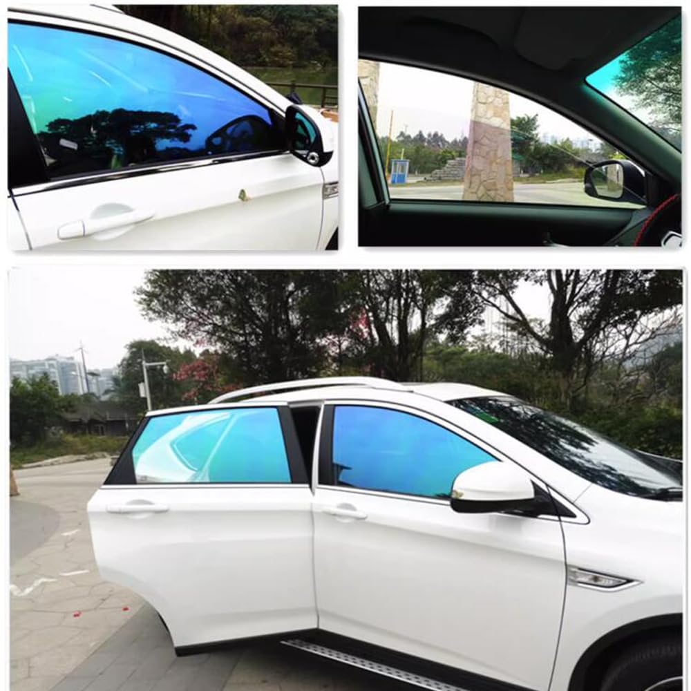 XIMINZ Blue Chameleon Window Tint VLT 67% - Auto Tints for Car Side Windows Protection, Ceramic Window Tint, Blue Change to Green Window Film for Automotive 19.69" x 118.11"