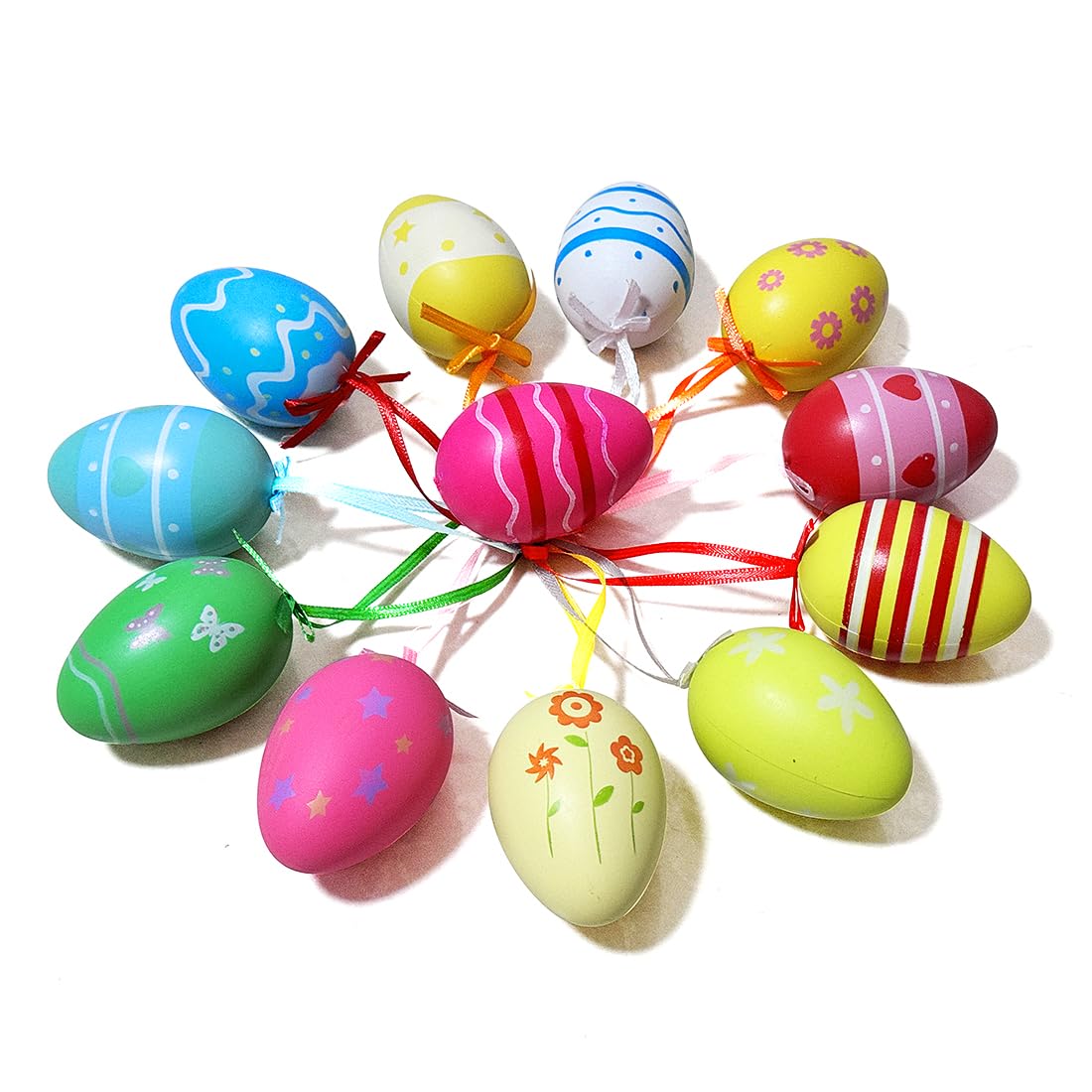 Photo 1 of 12 Pieces of Trees Hanging Decorations Easter Eggs, Used for Easter Spring Holiday Party Products (Style Two)